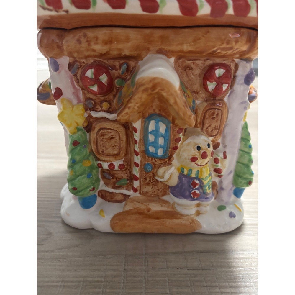 Vintage Christmas Gingerbread House Ceramic Cookie Jar Holiday Decor Multicolor - Picture 9 of 12